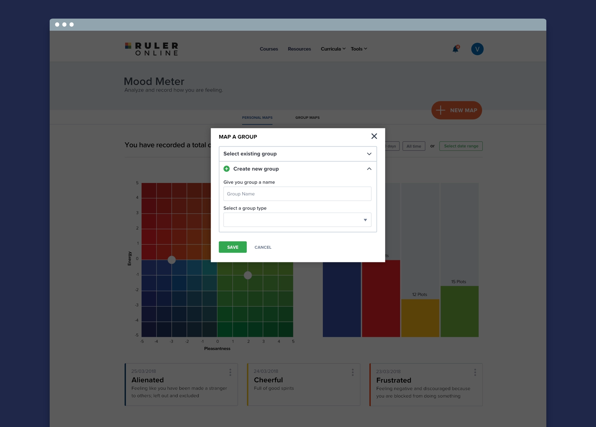 Mood meter add group screen